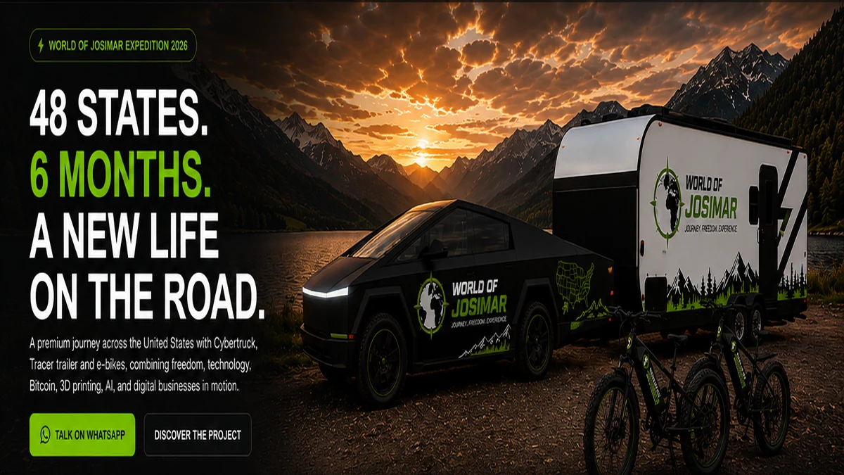 Expedição completa com Cybertruck, trailer e e-bikes